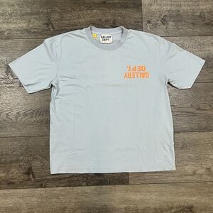 Gallery Dept. T-Shirt Dept Logo Back Print Light Blue Streetwear Tee Men's XL